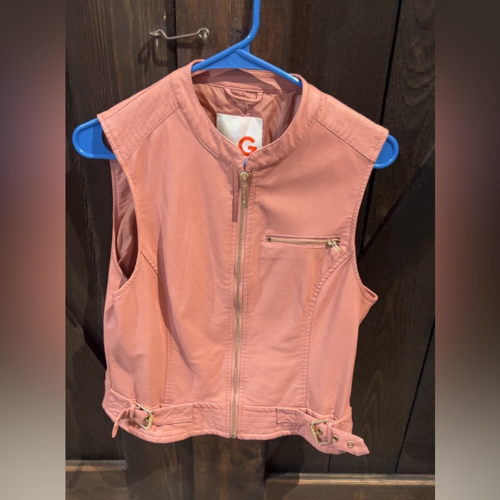 G by Guess Full Zipper Vest Women's Size Large Faux Leather